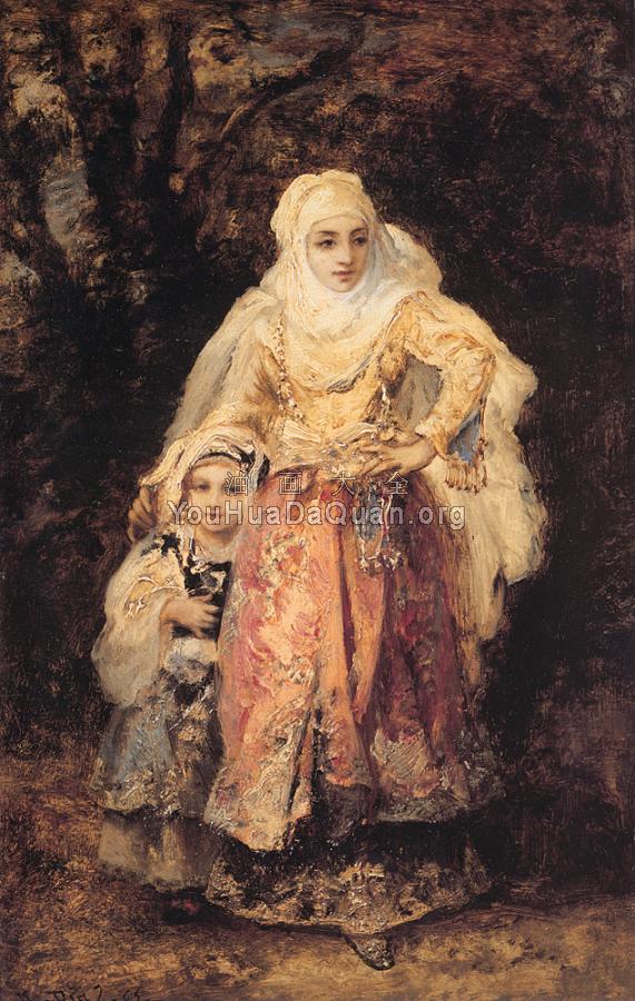Oriental Woman and Her Daughter - 狄亚兹